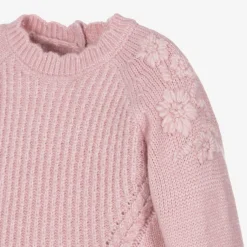 Mayoral Girls Pink Knitted Flower Sweater Hot