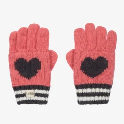 Boboli Girls Pink Knitted Heart Gloves Best
