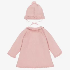 Mayoral Girls Pink Knitted Pram Coat & Hat Set