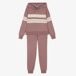 Mayoral Girls Pink Knitted Stripe Tracksuit Sale