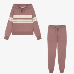 Mayoral Girls Pink Knitted Stripe Tracksuit Sale