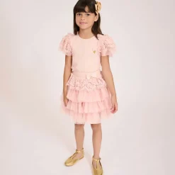 Angels Face Girls Pink Lace Sleeve Top