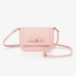 Versace Girls Pink Leather & Tweed Medusa Bag (16cm) Online