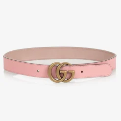 Gucci Girls Pink Leather GG Belt Discount