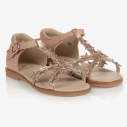 Manuela de Juan Girls Pink Leather Sandals New