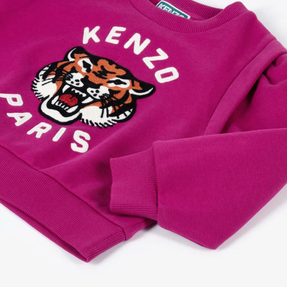 KENZO KIDS Girls Pink Lucky Tiger Sweatshirt Online