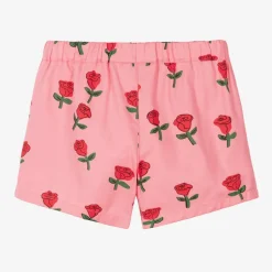 Mini Rodini Girls Pink Organic Cotton Roses Shorts New