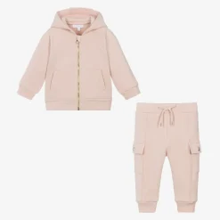 Chloé Girls Pink Organic Cotton Tracksuit Clearance