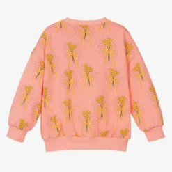 Mini Rodini Girls Pink Organic Cotton Floral Sweatshirt New