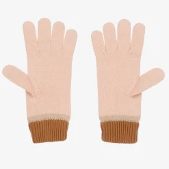 Chloé Girls Pink Organic Cotton Knit Gloves Outlet