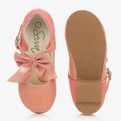 Sevva Girls Pink Patent Faux Leather Bow Shoes Discount
