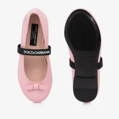 Dolce amp; Gabbana Girls Pink Patent Leather Ballerina Flats