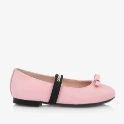 Dolce amp; Gabbana Girls Pink Patent Leather Ballerina Flats