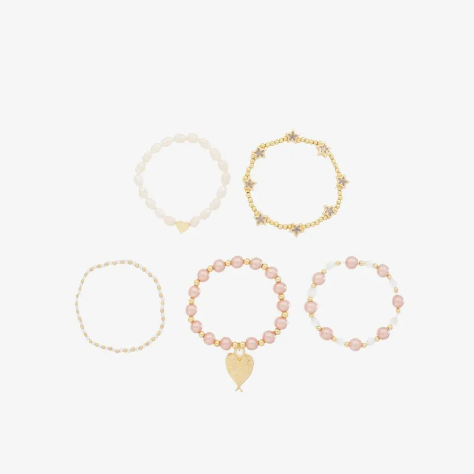 Angels Face Girls Pink Pearl Bracelets (5 Pack) TeaRose Clearance