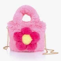 Monnalisa Girls Pink Plush Handbag (21cm) New