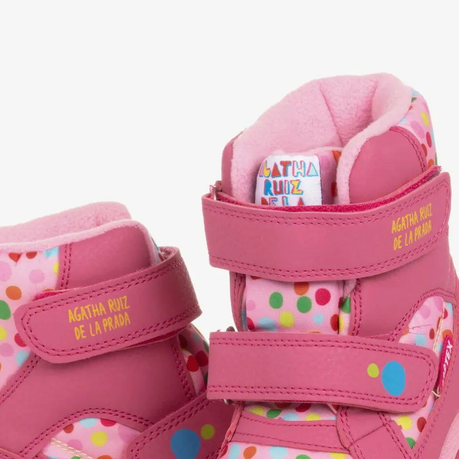 Agatha Ruiz de la Prada Girls Pink Polka Dot Print Snow Boots Discount