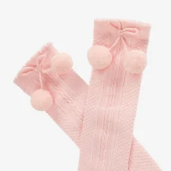 Pretty Originals Girls Pink Pom-Pom Cotton Socks Online