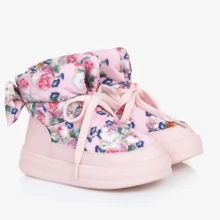 Monnalisa Girls Pink Quilted Flower Boots Hot