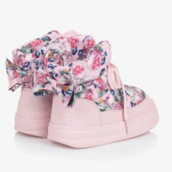 Monnalisa Girls Pink Quilted Flower Boots Hot