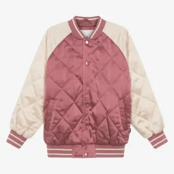Molo Girls Pink Quilted Satin Bomber Jacket DarkRose Sale