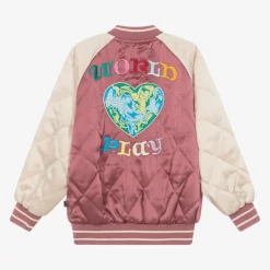 Molo Girls Pink Quilted Satin Bomber Jacket DarkRose Sale