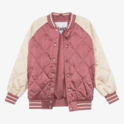 Molo Girls Pink Quilted Satin Bomber Jacket DarkRose Sale