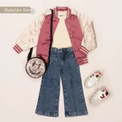 Molo Girls Pink Quilted Satin Bomber Jacket DarkRose Sale