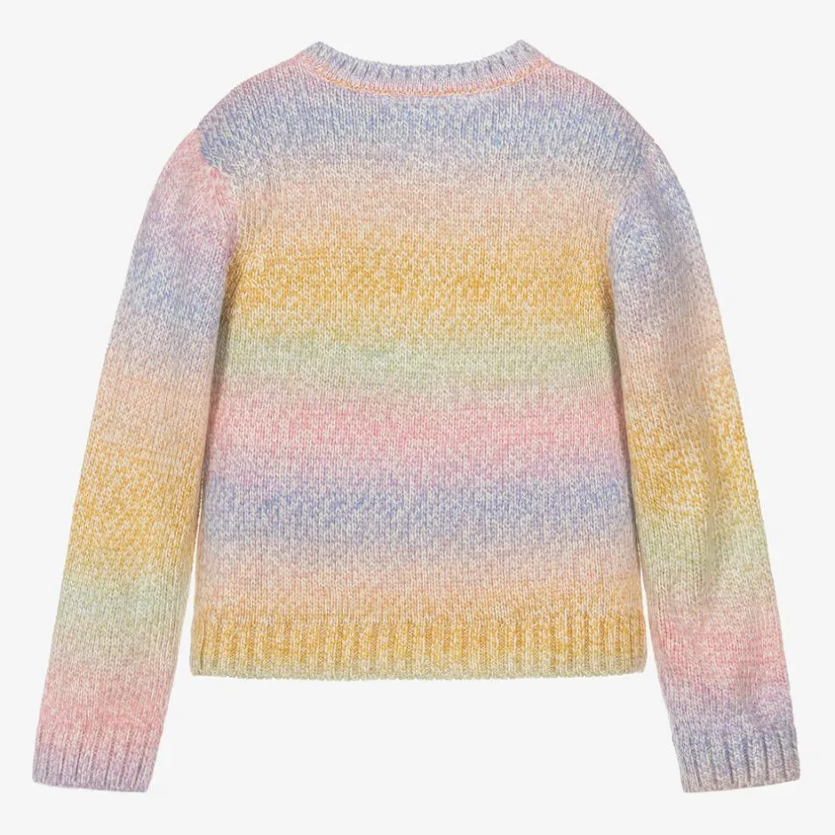 Guess Girls Pink Rainbow Stripe Sweater New