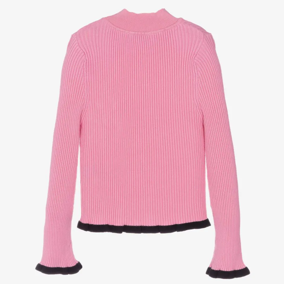 MSGM Girls Pink Ribbed Turtleneck Sweater