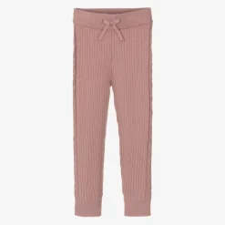 Mayoral Girls Pink Ribbed Viscose Leggings