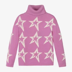 Perfect Moment Girls Pink Roll Neck Star Sweater Hot