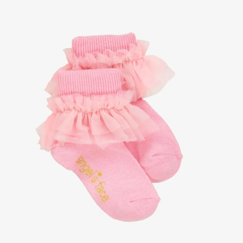 Angels Face Girls Ruffle Ankle Socks Pink Sale