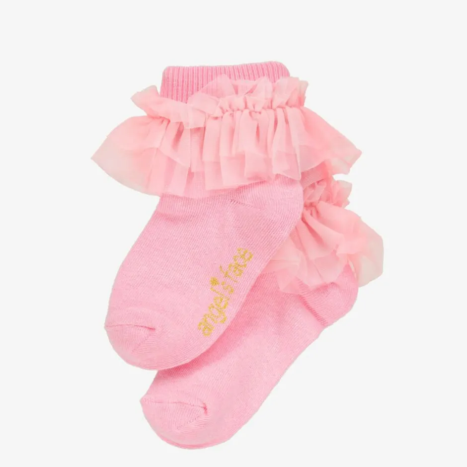 Angels Face Girls Ruffle Ankle Socks Pink Sale