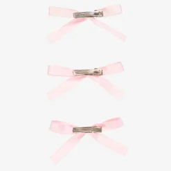 Junona Girls Pink Satin Bow Hair Clips (3 Pack) Discount