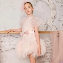 Tutu du Monde Girls Pink Satin Sequin Bow Belt