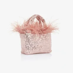 Patachou Girls Pink Sequin & Feather Handbag (20cm)