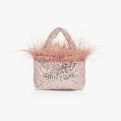 Patachou Girls Pink Sequin & Feather Handbag (20cm)