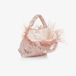 Patachou Girls Pink Sequin & Feather Handbag (20cm)
