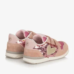 Falcotto by Naturino Girls Pink Sequinned Leather Trainers New