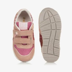 Falcotto by Naturino Girls Pink Sequinned Leather Trainers New