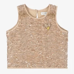 Angels Face Girls Pink Sequinned Sleeveless Top Caramel Clearance