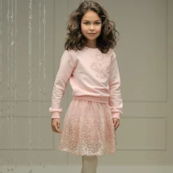 Le Chic Girls Pink Sequinned Tulle Skirt Outlet