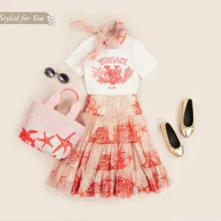 Versace Girls Pink Silk Barocco Sea Kids Foulard New