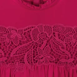 Chloé Girls Pink Silk Guipure Lace Dress Outlet