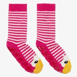 Country Kids Girls Pink Striped Duck Slipper Socks Discount