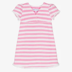 Mitty James Girls Pink Striped Towelling Dress Hot