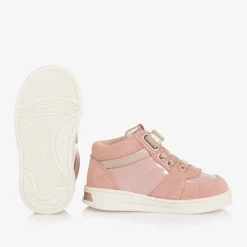 Mayoral Girls Pink Suede Leather High-Top Trainers Discount