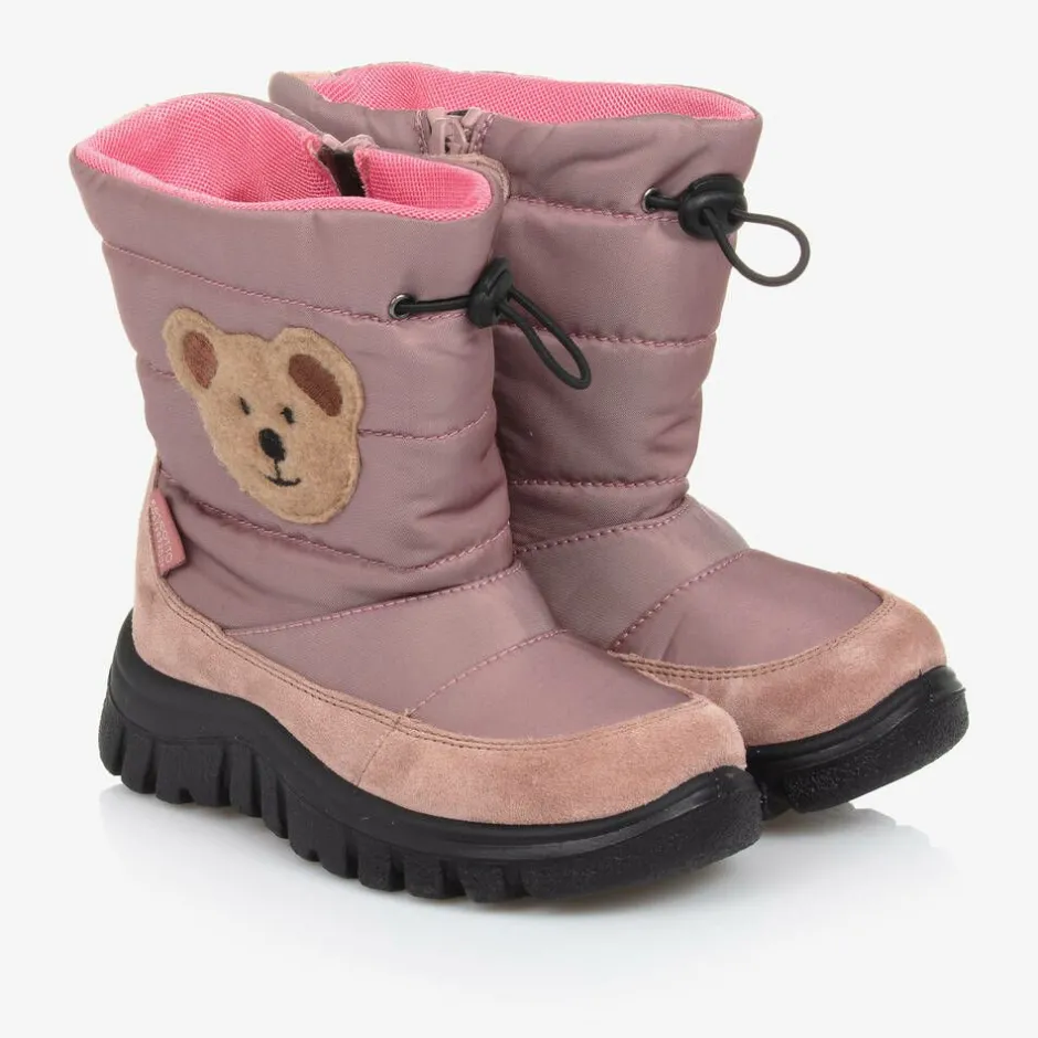 Falcotto by Naturino Girls Pink Teddy Bear Snow Boots