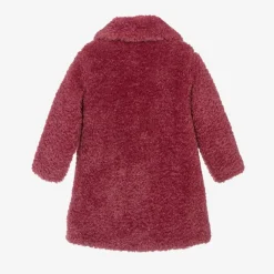 Monnalisa Girls Pink Teddy Fleece Coat