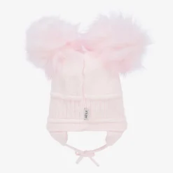 Sätila of Sweden Girls Pink Tindra Double Pom-Pom Hat Hot